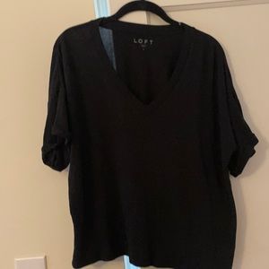 L, V-neck, oversized, slight crop top from LOFT.